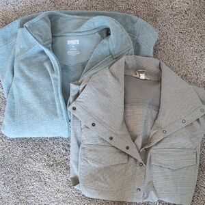 Duluth Light Blue Fleece Zip Up and Gray Sol Survivor Jacket Set